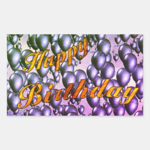 Gold Glitter Happy Birthday Rectangular Sticker