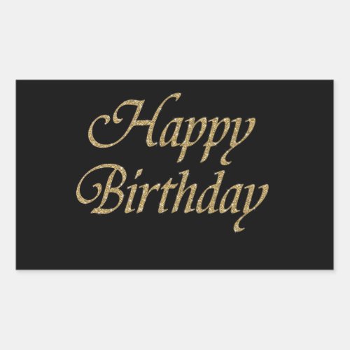 Gold Glitter Happy Birthday Rectangular Sticker