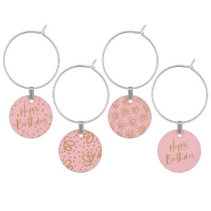 Gold Glitter Happy Birthday Wine Charm