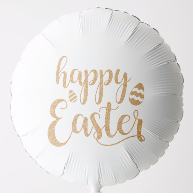 Gold Glitter Happy Easter Egg  Balloon (Front)