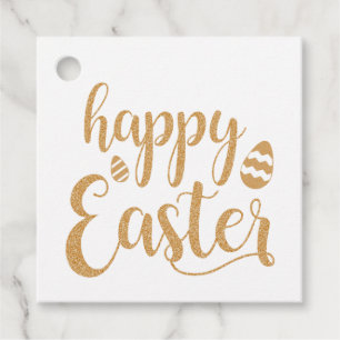 Gold Glitter Happy Easter Egg  Favor Tags