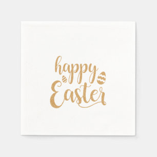 Gold Glitter Happy Easter Egg  Napkins