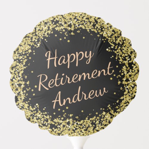 Gold Glitter Happy Retirement Add Name Balloon
