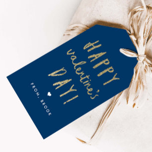 Gold Glitter Happy Valentine's Day Gift Tags