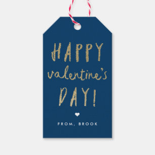 Gold Glitter Happy Valentine's Day Gift Tags