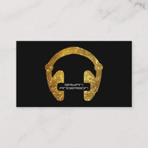 Gold Glitter Headphone DJ Business Card