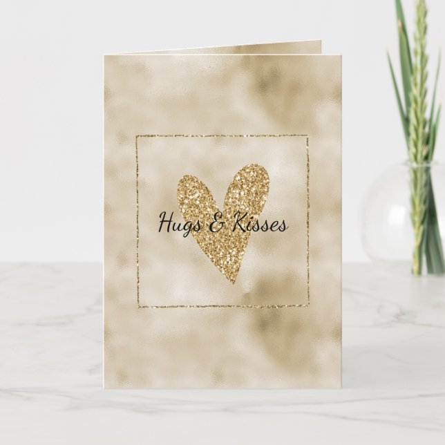 Gold Glitter Heart Card (Front)