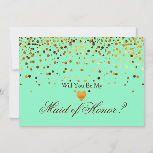 Gold Glitter Heart Faux maid of honor Invitation