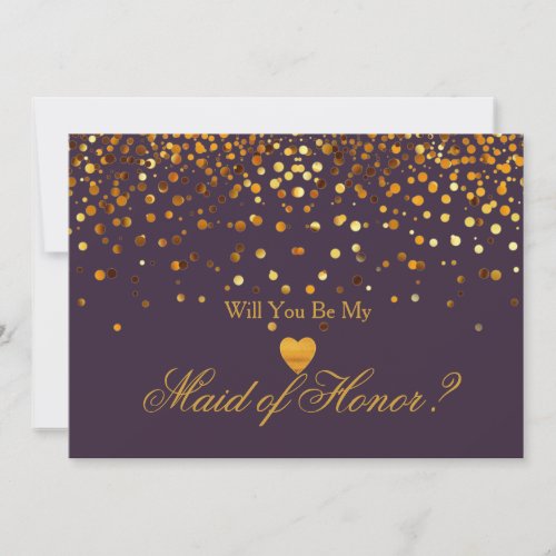 Gold Glitter Heart Faux maid of honor Invitation