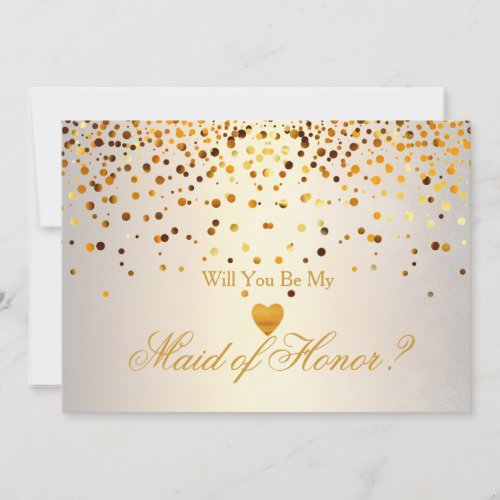Gold Glitter Heart Faux maid of honor Invitation