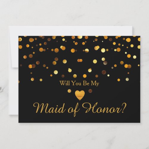 Gold Glitter Heart Faux maid of honor Invitation