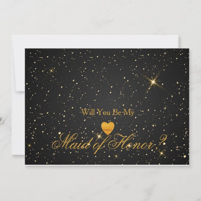 Gold Glitter Heart Faux maid of honor Invitation (Front)