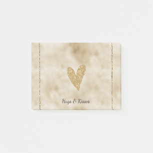 Gold Glitter Heart Post-it Notes