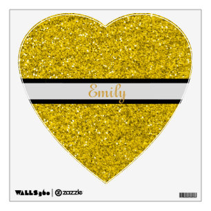Gold Glitter Heart Shape Personalized Wall Decal