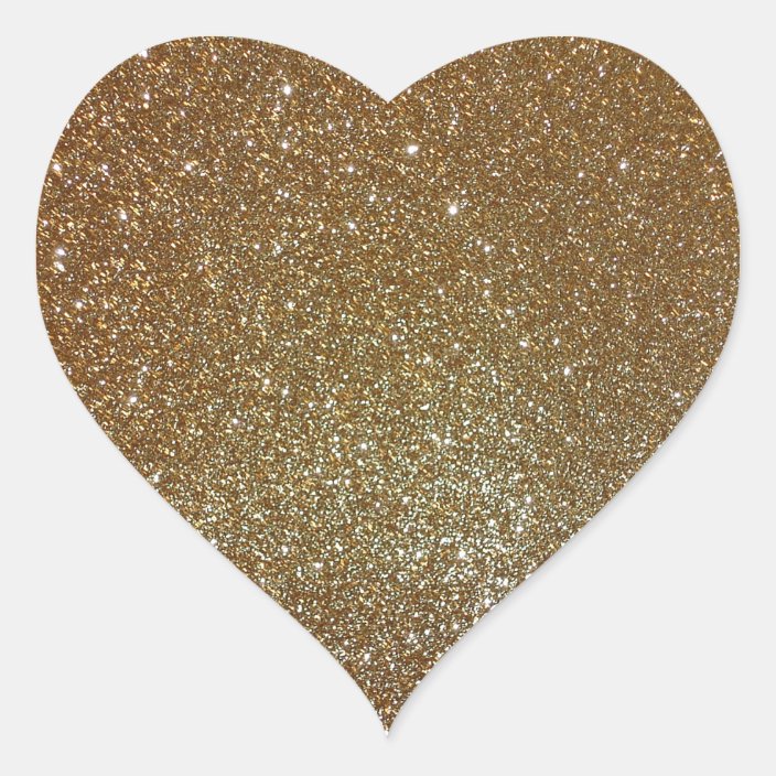 Gold Glitter Heart Sticker | Zazzle.com