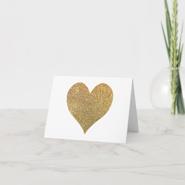 Gold Glitter Heart Thank You Card (Front)