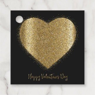 Gold Glitter Heart Valentine's Day Gift favor Tag