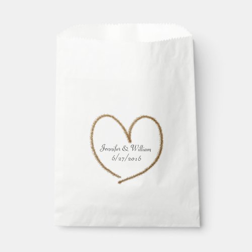 Gold Glitter Heart Wedding Favor Bag