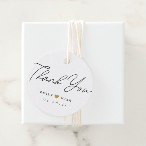 Gold Glitter Heart Wedding Thank You Round Favor Tags