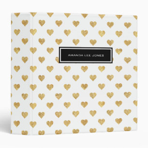 Gold glitter hearts binder