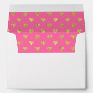 Gold glitter hearts envelope
