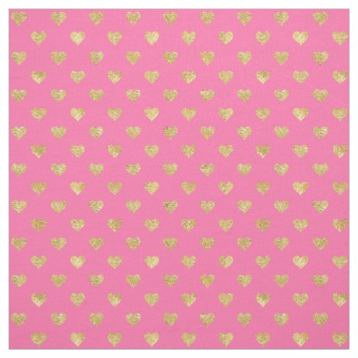 Gold glitter hearts fabric