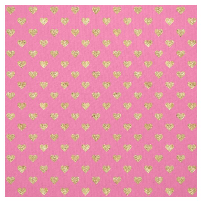 Gold glitter hearts fabric (Swatch)