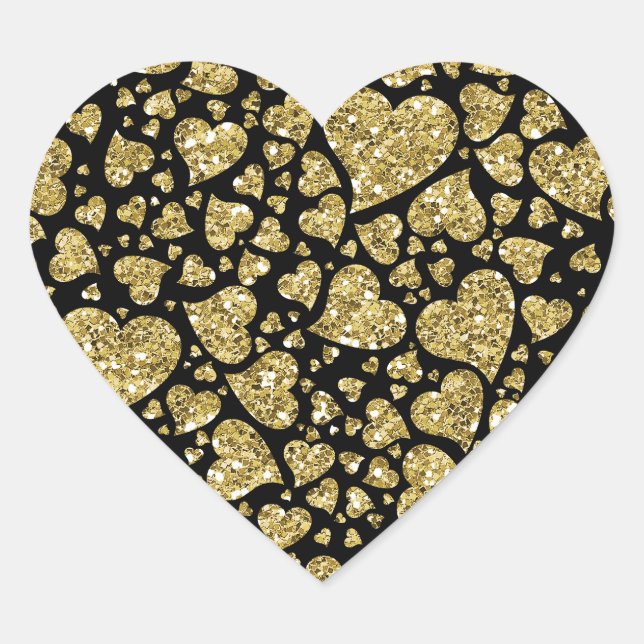 Gold Glitter Hearts Heart Sticker (Front)
