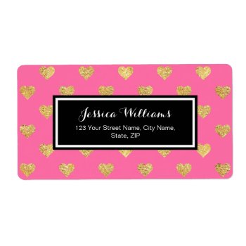 Gold Glitter Hearts Label by byDania at Zazzle