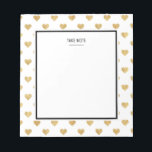 Gold glitter hearts notepad<br><div class="desc">CUSTOMIZATION ♡ Add your name, monogram, message, etc. ♡ Use your favorite fonts. ♡ Add custom colors. PLEASE NOTE ♡ Colors displayed online may vary slightly from the actual product. ♡ This design has elements that are designed to look metallic gold, but no metallic ink or foil will be printed...</div>