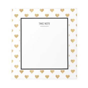 Gold Glitter Hearts Notepad by byDania at Zazzle