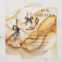 Gold Glitter High Heel 50 & Fabulous Birthday