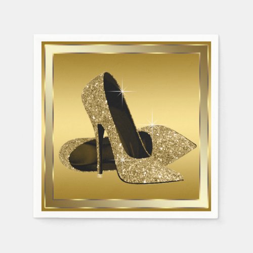 Gold Glitter High Heel Napkins