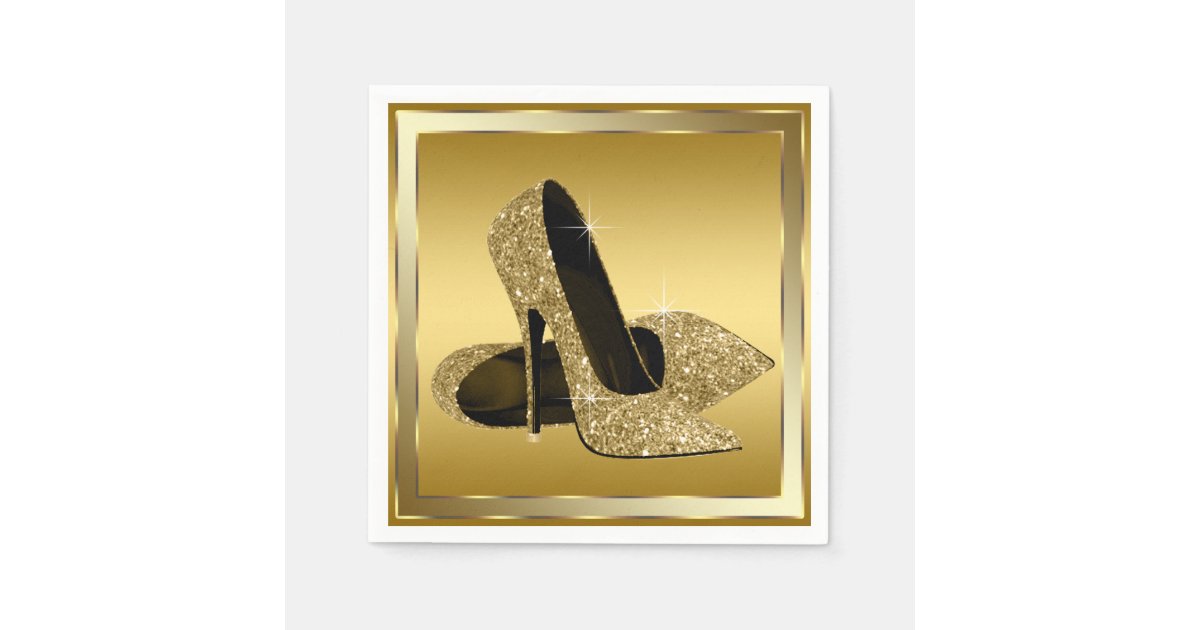 Gold Glitter High Heel Napkins | Zazzle