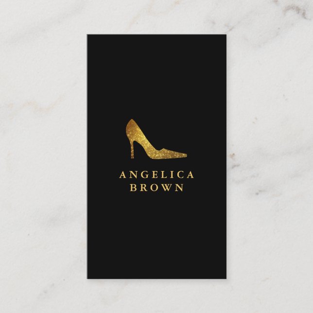 Gold Glitter High Heel Shoe Business Card (Front)