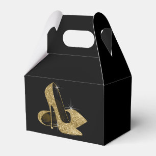 Gold Glitter High Heel Shoe Favor Boxes