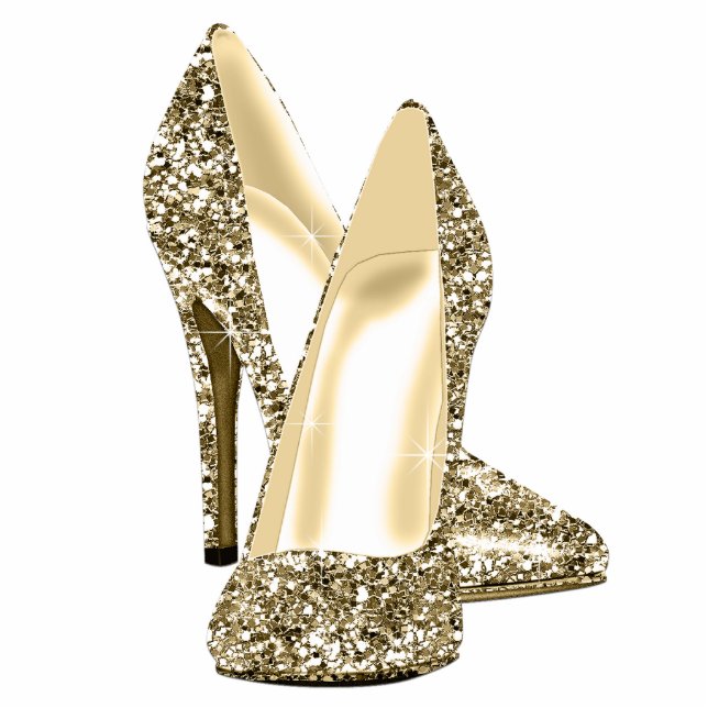 Gold Glitter High Heel Shoes Statuette (Front)