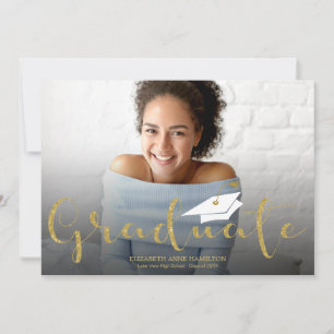 Gold Glitter High School Grad Photo Announcement