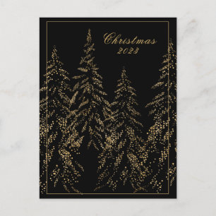 Gold Glitter Holiday Elegant Christmas Postcard