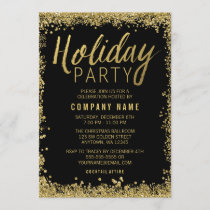 Gold Glitter Holiday Party Invitation
