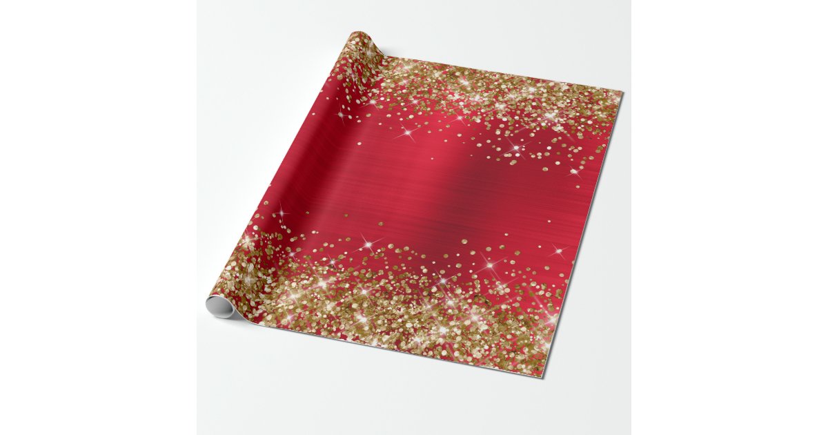 Elegant Stylish Gold Glitter Shiny Marble Burgundy Wrapping Paper | Zazzle