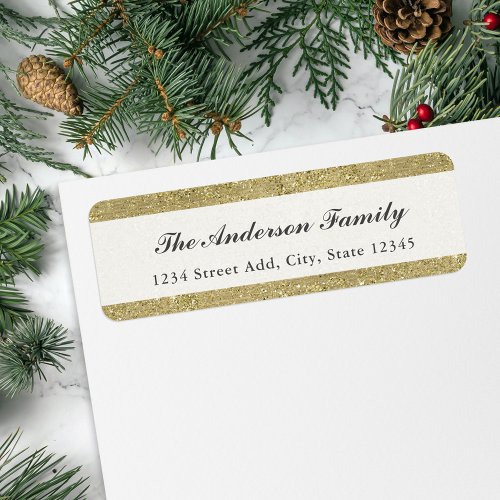 Gold Glitter Holiday Return Address Label