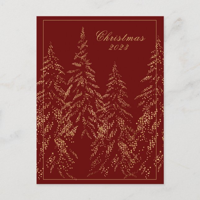 Gold Glitter Holiday Trees Elegant Christmas Card (Front)