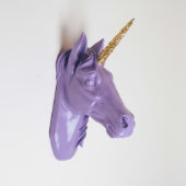 Gold Glitter Horn on Lavender Faux Unicorn Head (3/4)
