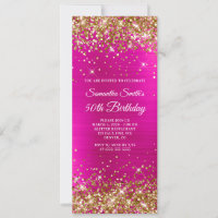 Elegant chic rose gold glitter foil 50th birthday invitation, Zazzle