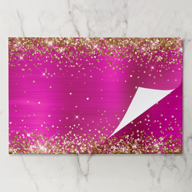 Gold Glitter Hot Pink Foil Paper Pad (Folded)