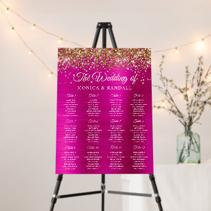 Gold Glitter Hot Pink Foil Seating Chart Foam Board
