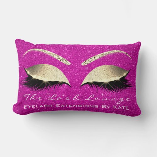 Gold Glitter Hot Pink Makeup Eyes Lashes Beauty Lumbar Pillow