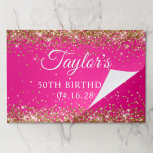Gold Glitter Hot Pink Ombre 50th Birthday Paper Pad
