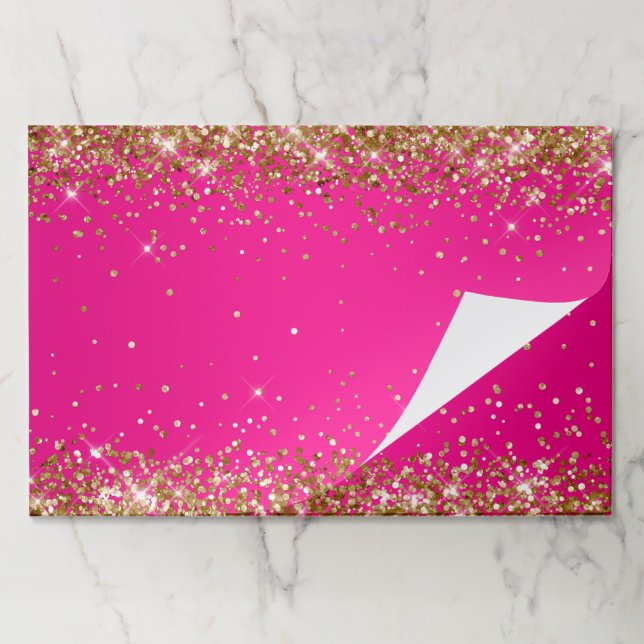 Gold Glitter Hot Pink Ombre Paper Pad (Folded)